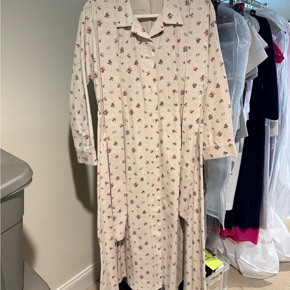 Daphne Wilde Floral Long Sleeve Belted Button Up Dress